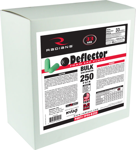 Radians Deflector Foam Earplug 250 Pair Dispenser Refill