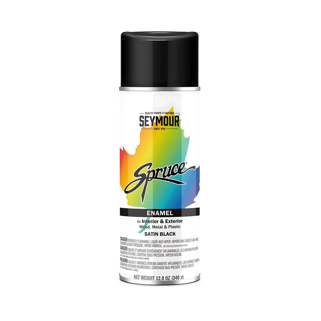 Spruce General Use Enamels Satin Black 16 Oz Can-0000980024-735