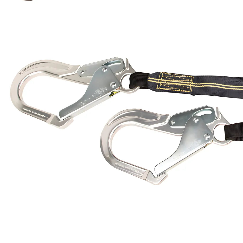 Arc Flash 6' Energy Absorbing Lanyard: Aramid, Dual Leg, Alu Rebar Hooks 020-2041-6751