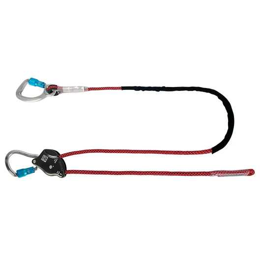 6.5' Rope Positioning Lanyard: Rope Adjuster, Alu Carabiners (B&W) 021-2065-6847