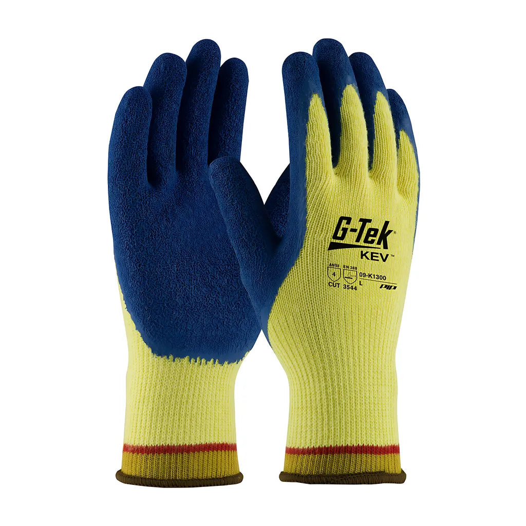 G-Tek 09-K1300/L Seamless Knit Dupont Kevlar Glove With Latex Coated Crinkle Grip On Palm & Fingers 09-K1300L-7869