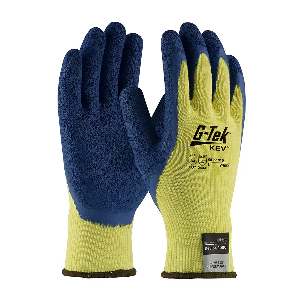 G-Tek 09-K1310/S Seamless Knit Dupont Kevlar Glove With Latex Coated Crinkle Grip On Palm & Fingers 09-K1310S-7874