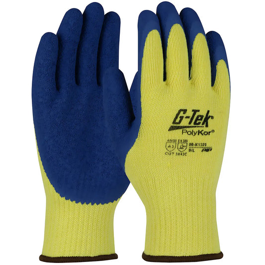 G-Tek 09-K1320/L Seamless Knit Polykor Blended Glove With Latex Coated Crinkle Grip On Palm & Fingers 09-K1320L-7890