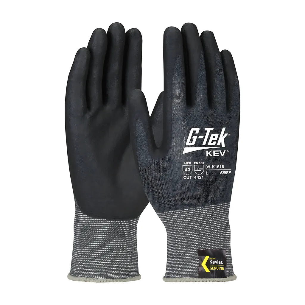 G-Tek 09-K1618/L Seamless Knit Dupont Kevlar Blended Glove With Nitrile Coated Foam Grip On Palm & Fingers 09-K1618L-7934