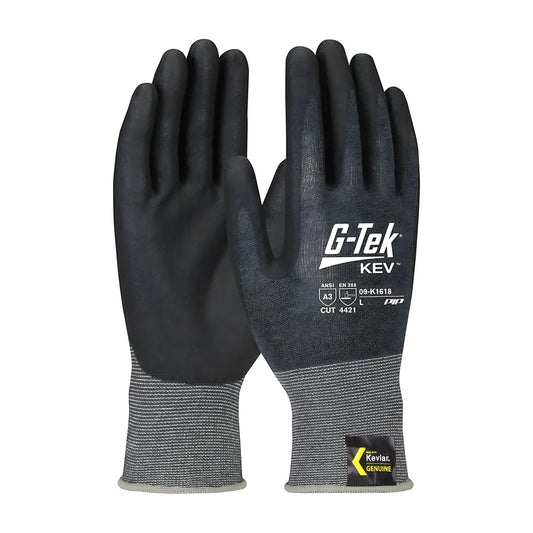 G-Tek 09-K1618/M Seamless Knit Dupont Kevlar Blended Glove With Nitrile Coated Foam Grip On Palm & Fingers 09-K1618M-7933