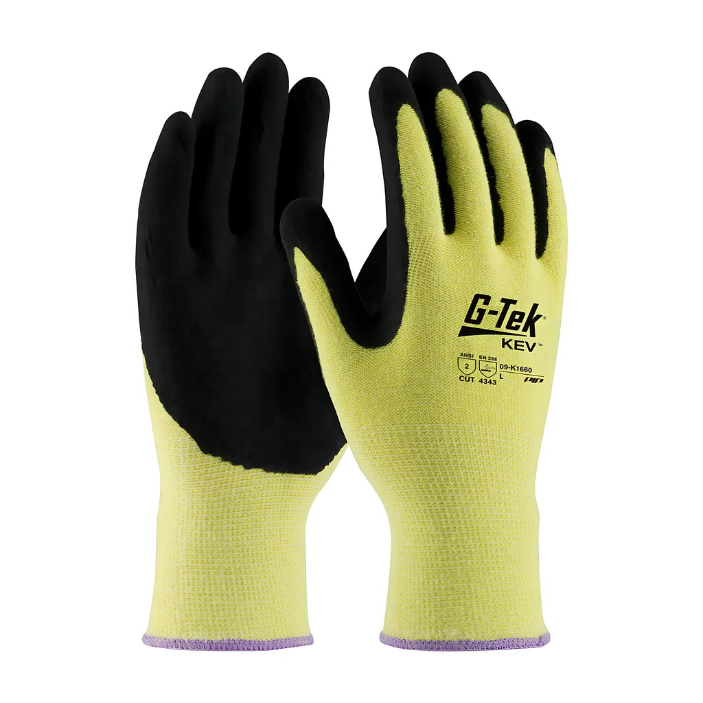 G-Tek 09-K1660/L Seamless Knit Dupont Kevlar Glove With Double-Dipped Nitrile Coated Microsurface Grip On Palm & Fingers - Medium Weight 09-K1660L-7943