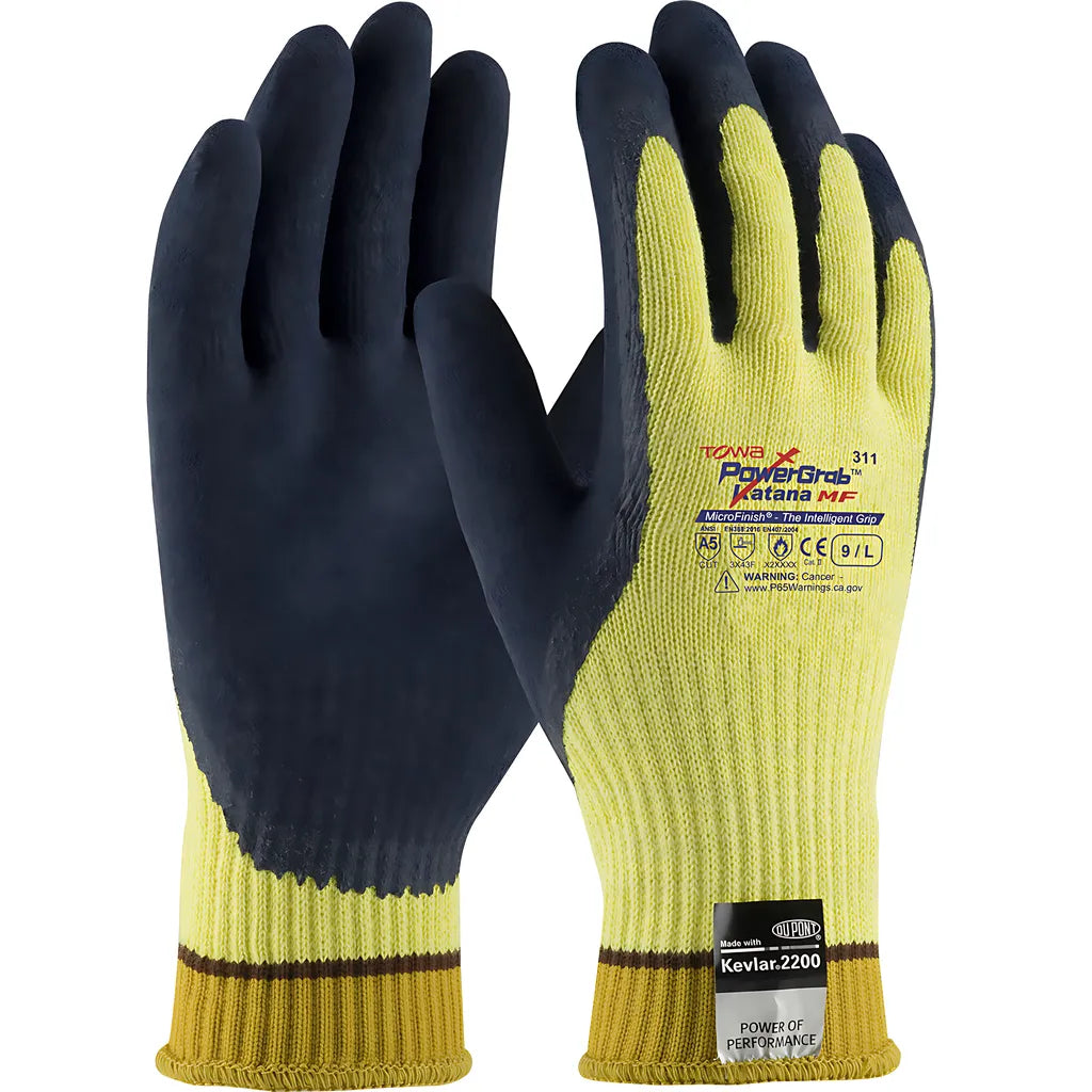 Towa 09-K1700/L Seamless Knit Dupont Kevlar / Steel Glove With Latex Coated Microfinish Grip On Palm & Fingers 09-K1700L-7954