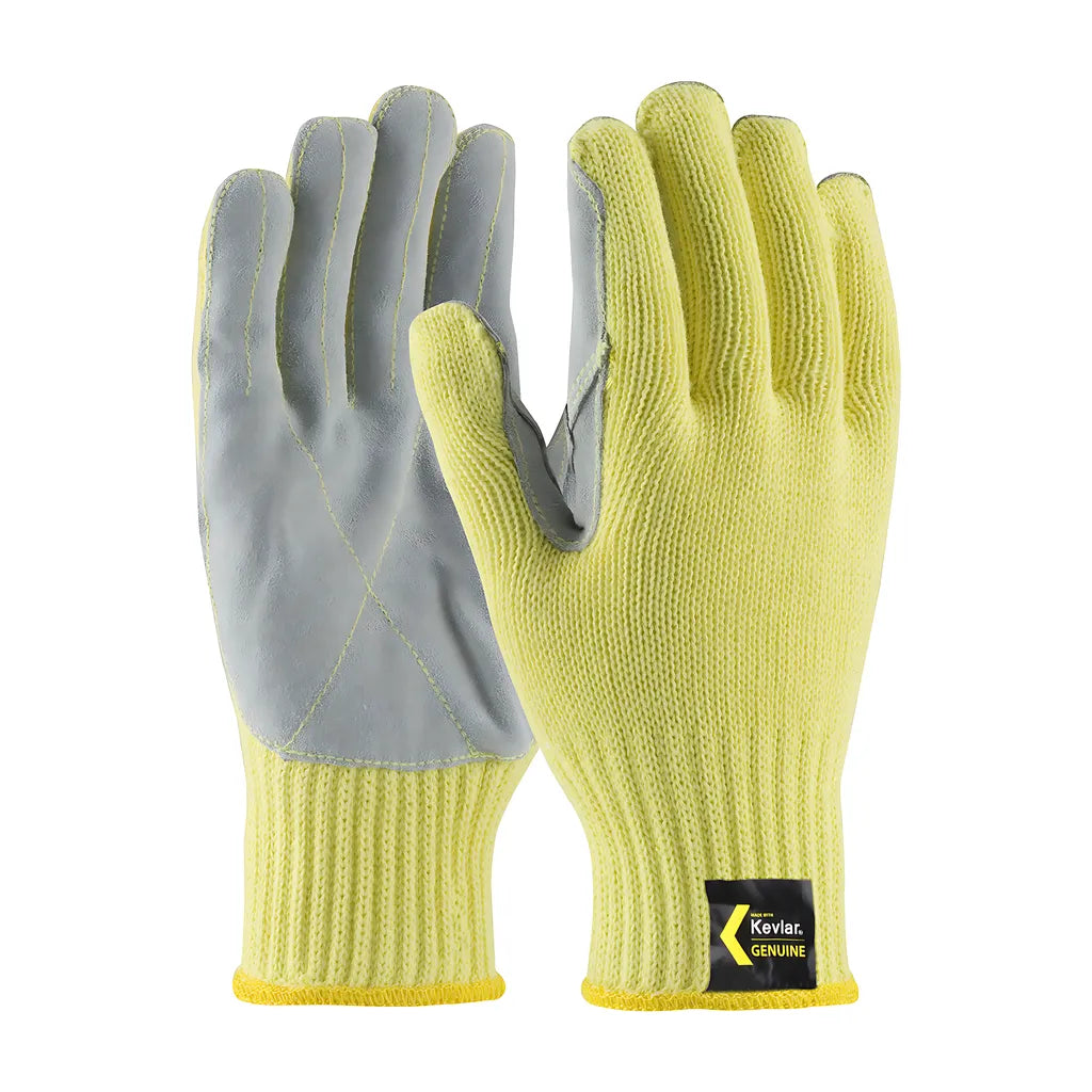 Kut Gard 09-K300Lp/M Seamless Knit Dupont Kevlar Glove With Split Cowhide Leather Palm And Kevlar Stitching - Knit Wrist 09-K300LPM-7956