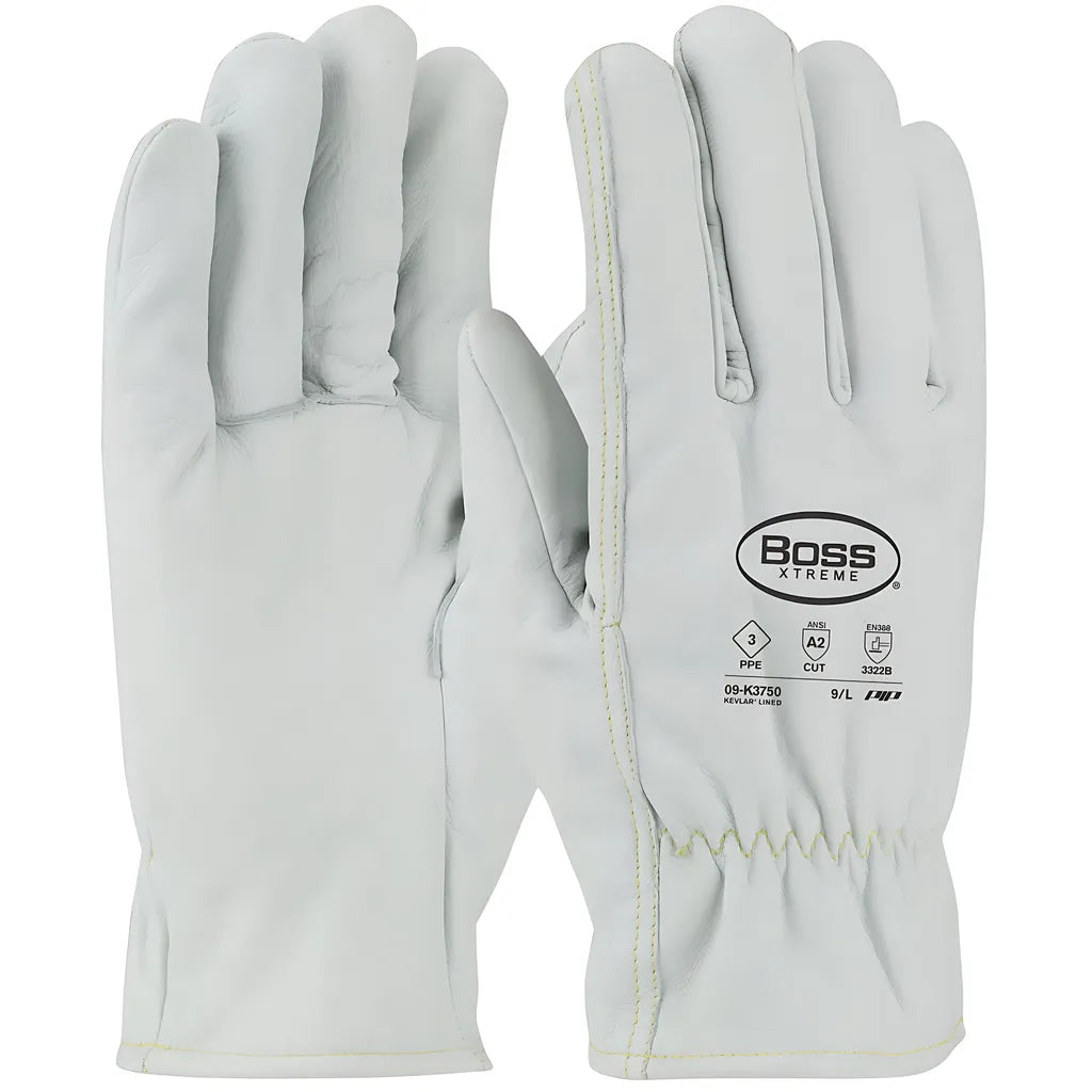Maximum Safety 09-K3750/L Ar/Fr Top Grain Goatskin Leather Drivers Glove With Dupont Kevlar Lining - Straight Thumb 09-K3750L-7972