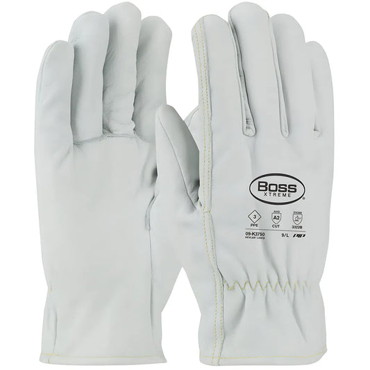 Maximum Safety 09-K3750/L Ar/Fr Top Grain Goatskin Leather Drivers Glove With Dupont Kevlar Lining - Straight Thumb 09-K3750L-7972