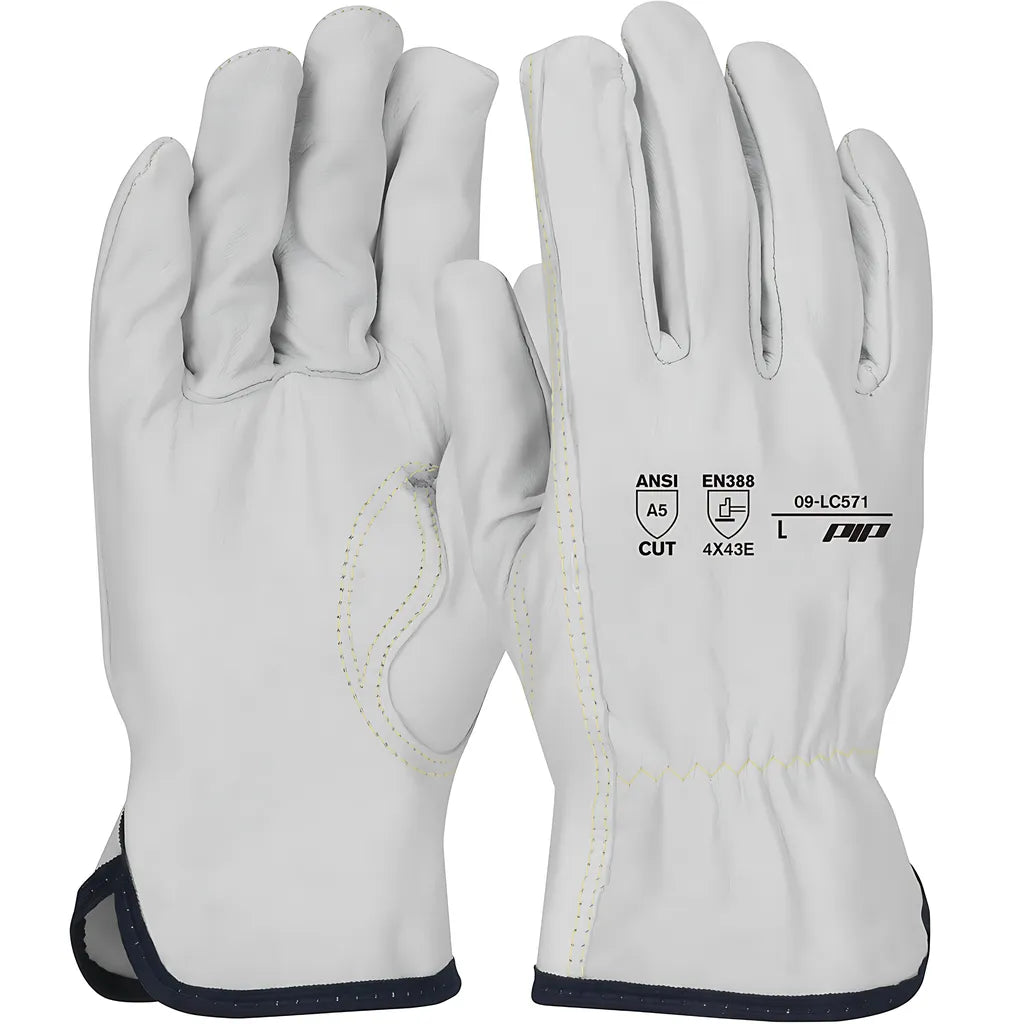 Pip 09-Lc571/L Economy Top Grain Goatskin Leather Drivers Glove With Hppe Blend Lining - Keystone Thumb 09-LC571L-7989