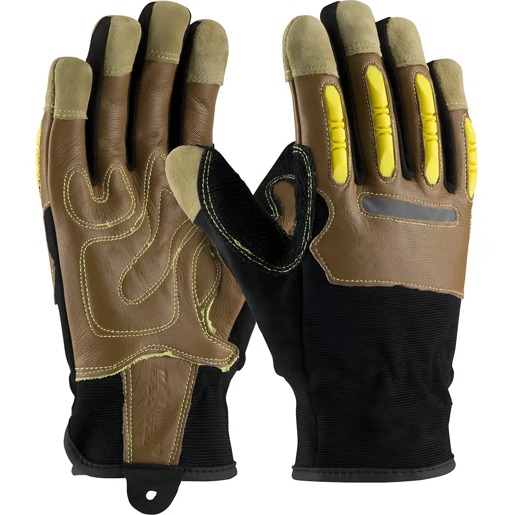 Pip 120-4100/L Goatskin Leather Palm Glove With Leather Back And Kevlar Blended Liner - Finger Impact Protection 120-4100L-8240