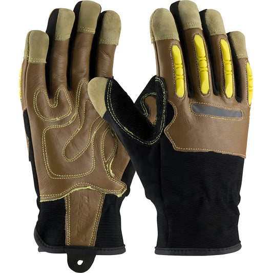 Pip 120-4100/M Goatskin Leather Palm Glove With Leather Back And Kevlar Blended Liner - Finger Impact Protection 120-4100M-8237