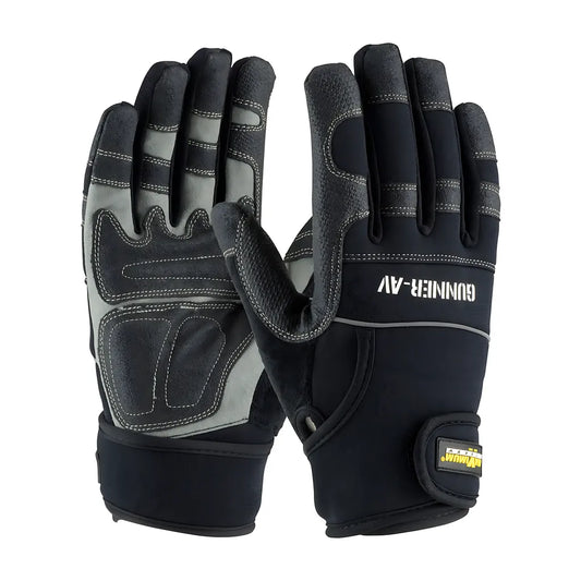 Maximum Safety 120-4400/L Gunner Av Synthetic Leather Palm With Anti-Vibration Pads And Pvc Grip - Wrist Strap 120-4400L-8263