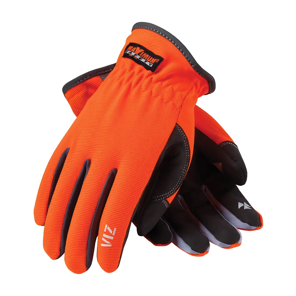 Boss 120-4600/L Synthetic Leather Palm And Hi-Vis Fabric Back - Pvc Grip On Index Finger/Thumb 120-4600L-8271