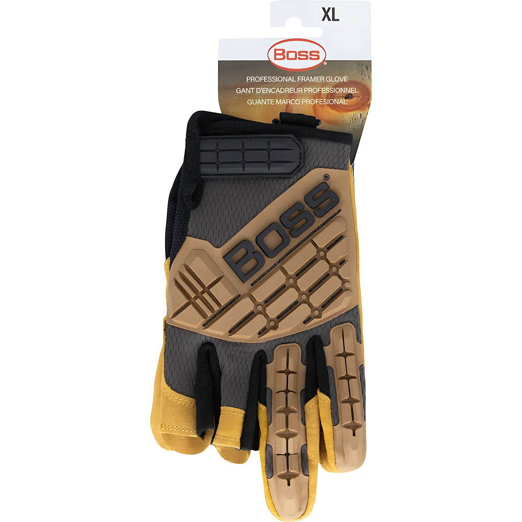 Boss 120-Mf1360T/M Premium Pigskin Padded Leather Palm With Mesh Fabric Back And Tpr Impact Protection 120-MF1360TM-8313