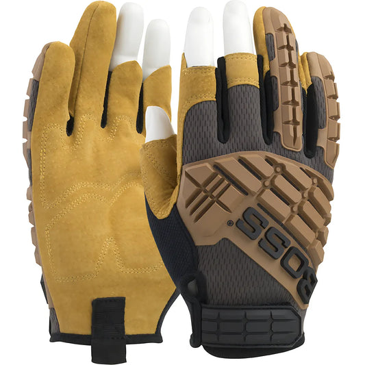Boss 120-Mf1360T/Xl Premium Pigskin Padded Leather Palm With Mesh Fabric Back And Tpr Impact Protection 120-MF1360TXL-8316
