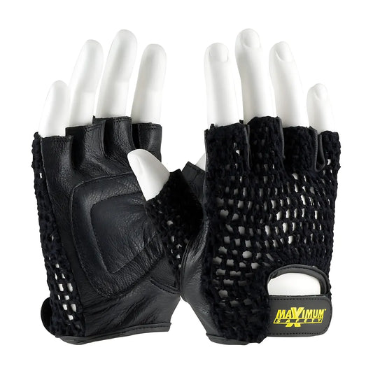 Maximum Safety 122-Av14/L Leather Palm Lifting Gloves With Reinforced Padded Palm Insert - Cotton Mesh Back 122-AV14L-8415