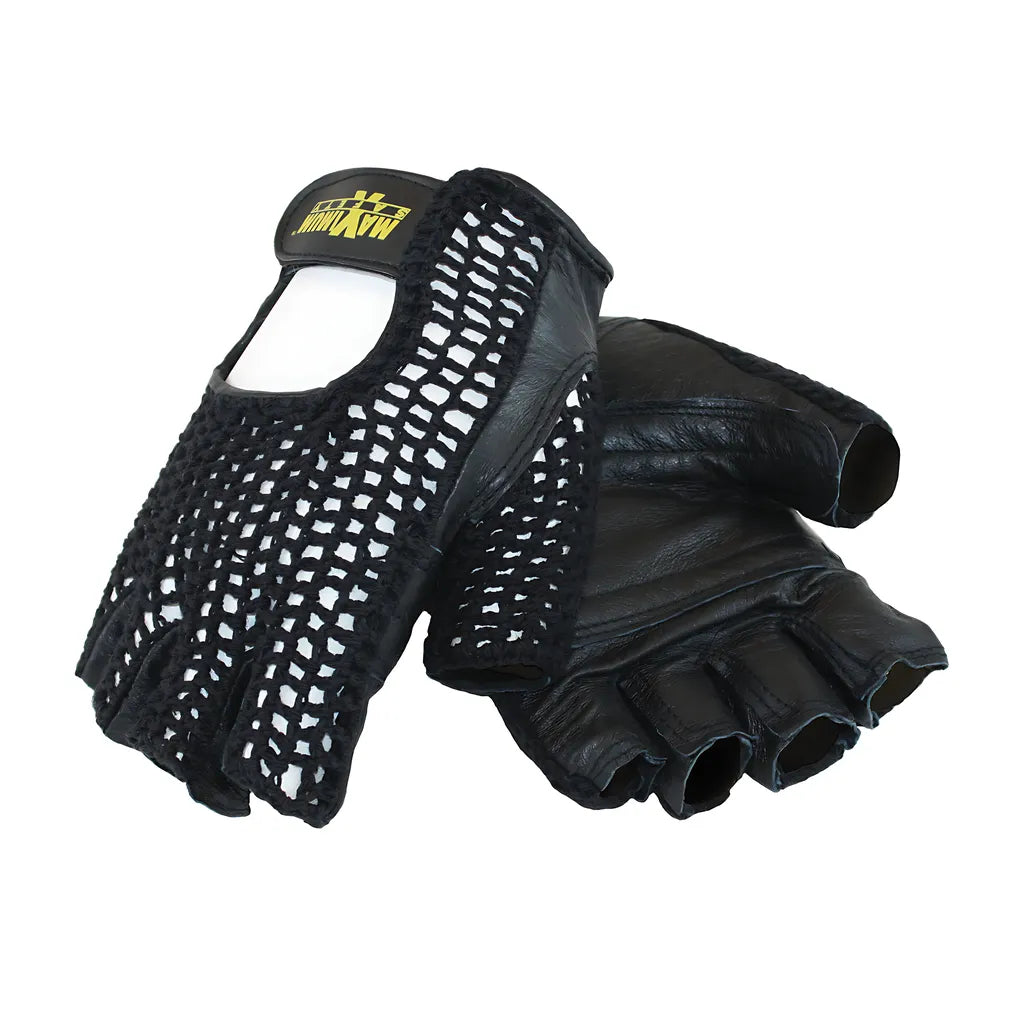 Maximum Safety 122-Av14/L Leather Palm Lifting Gloves With Reinforced Padded Palm Insert - Cotton Mesh Back 122-AV14L-8416