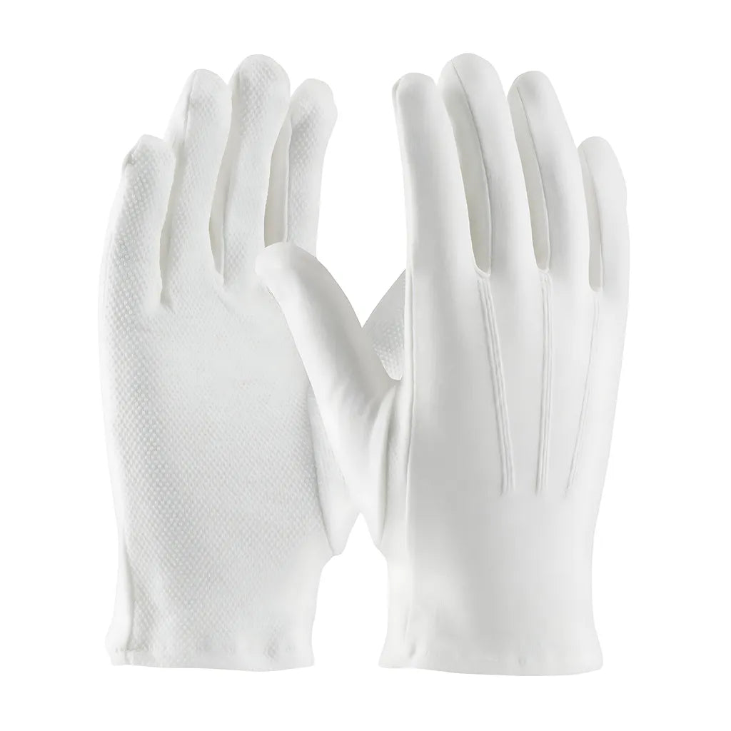 Century Glove 130-100Wmpd/L 100% Cotton Dress Glove, Dotted Palm With Raised Stitching On Back - Open Cuff 130-100WMPDL-8446