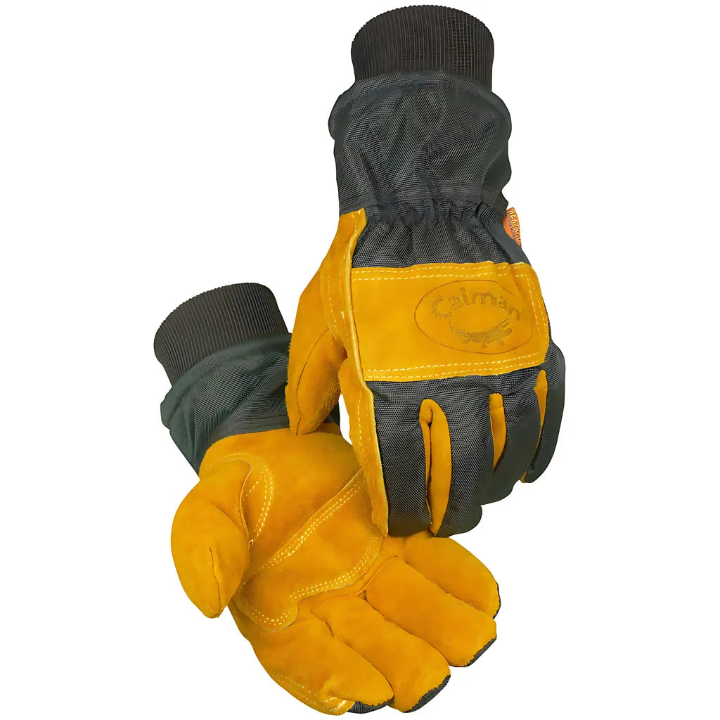 Caiman 1352-4 Premium Cowhide Leather Palm Glove With Wind Resistant Fabric Back - Heatrac Insulation 1352-4-8524