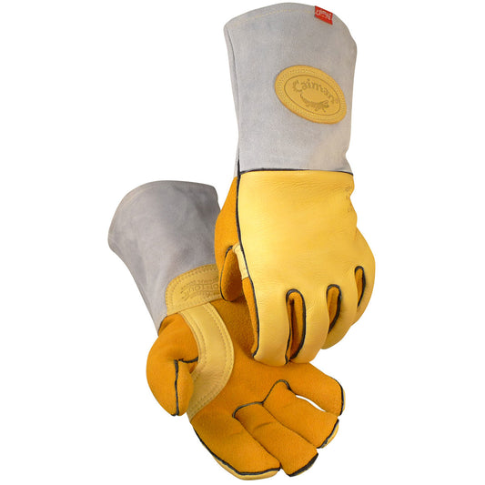 Caiman 1485-4 Elk Skin MIG/Stick Welder's Glove with an Unlined Palm and FR Wool Lined Back