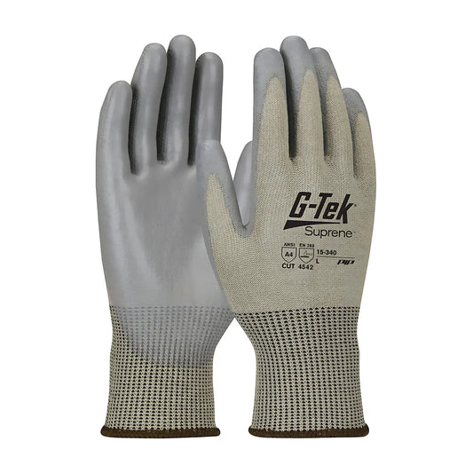G-Tek 15-340/M Seamless Knit Suprene Blended Glove With Polyurethane Coated Flat Grip On Palm & Fingers 15-340M-8999