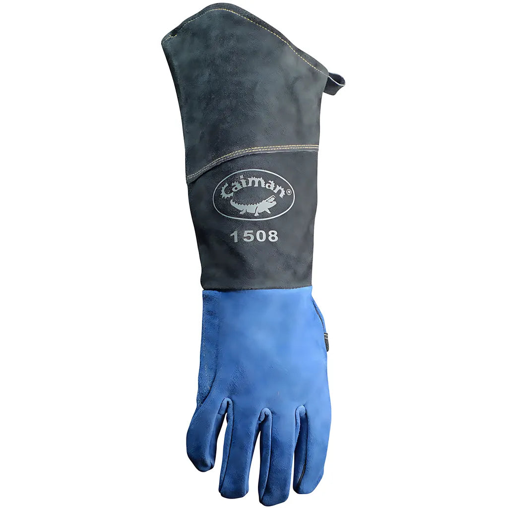 Caiman 1508 Premium Split Cowhide Mig/Stick Welder'S Glove With Fleece Lining And Scalloped Cuff - 18" Length 1508-8811