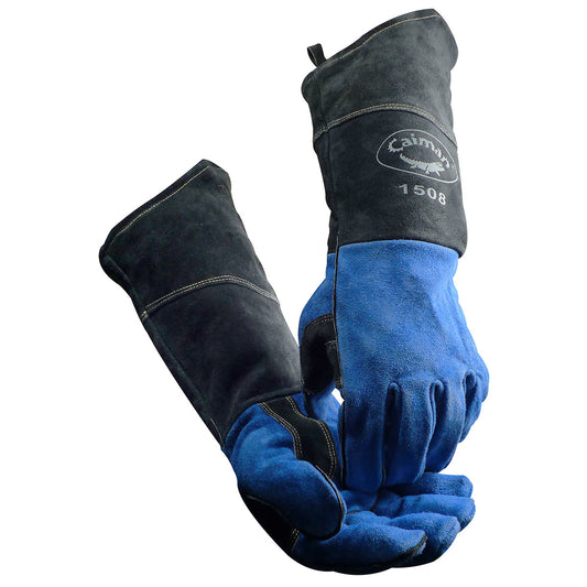Caiman 1508 Premium Split Cowhide MIG/Stick Welder's Glove with Fleece Lining and Scalloped Cuff - 18" Length