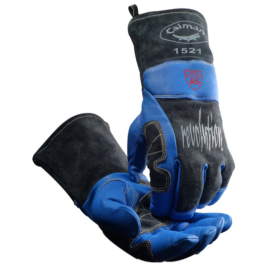 Caiman 1521 Premium Goat Grain MIG/Stick Welder's Glove with Para-Aramid Cut Lining