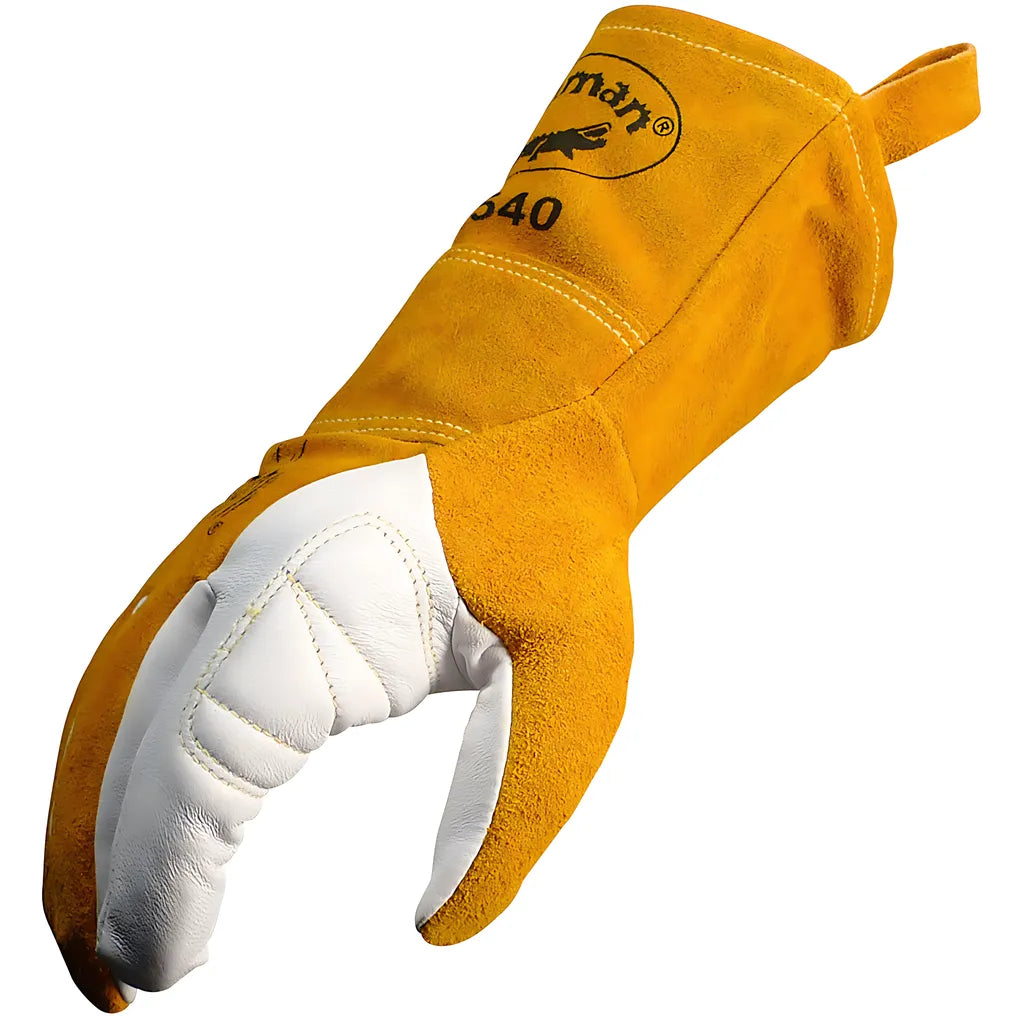 Caiman 1540-4 Premium Goat Grain Tig/Multi-Task Welder'S Glove With Split Cowhide Back - 4" Kontour Wrist Cuff 1540-4-9014