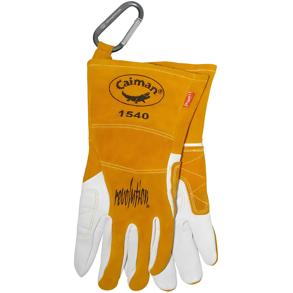 Caiman 1540-4 Premium Goat Grain Tig/Multi-Task Welder'S Glove With Split Cowhide Back - 4" Kontour Wrist Cuff 1540-4-9015
