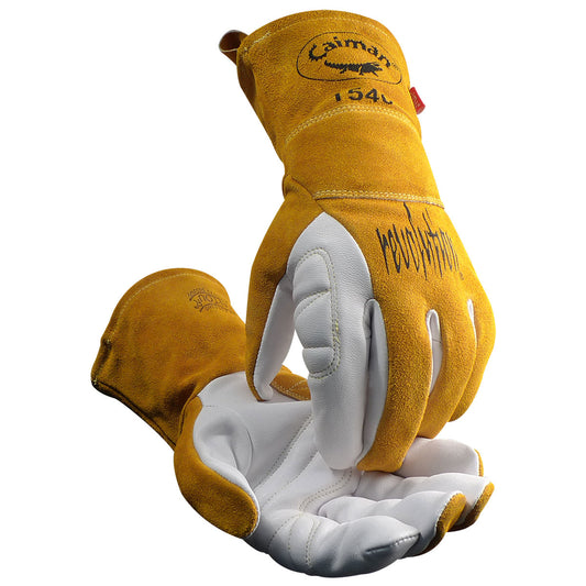 Caiman 1540-3 Premium Goat Grain TIG/Multi-Task Welder's Glove with Split Cowhide Back - 4" Kontour Wrist Cuff