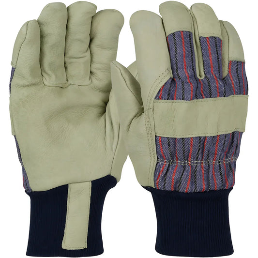 West Chester 1555 Pigskin Leather Palm Glove With Fabric Back And Thermal Lining - Black Knit Wrist 1555-9148