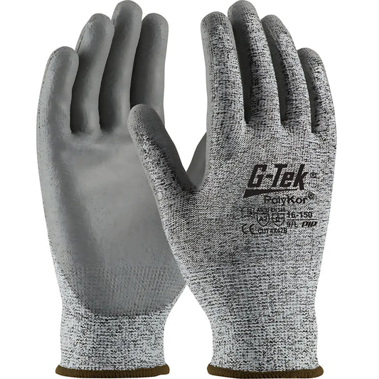 G-Tek 16-150/Xxs Seamless Knit Polykor Blended Glove With Polyurethane Coated Flat Grip On Palm & Fingers 16-150XXS-9294