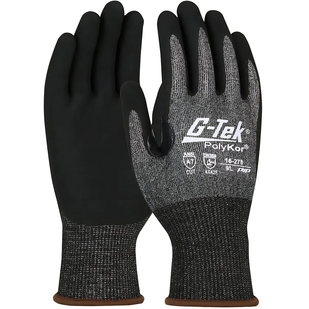 G-Tek 16-278/L Seamless Knit Polykor X7 Blended Glove With Nitrile Coated Microsurface Grip On Palm & Fingers - Touchscreen Compatible 16-278L-9340