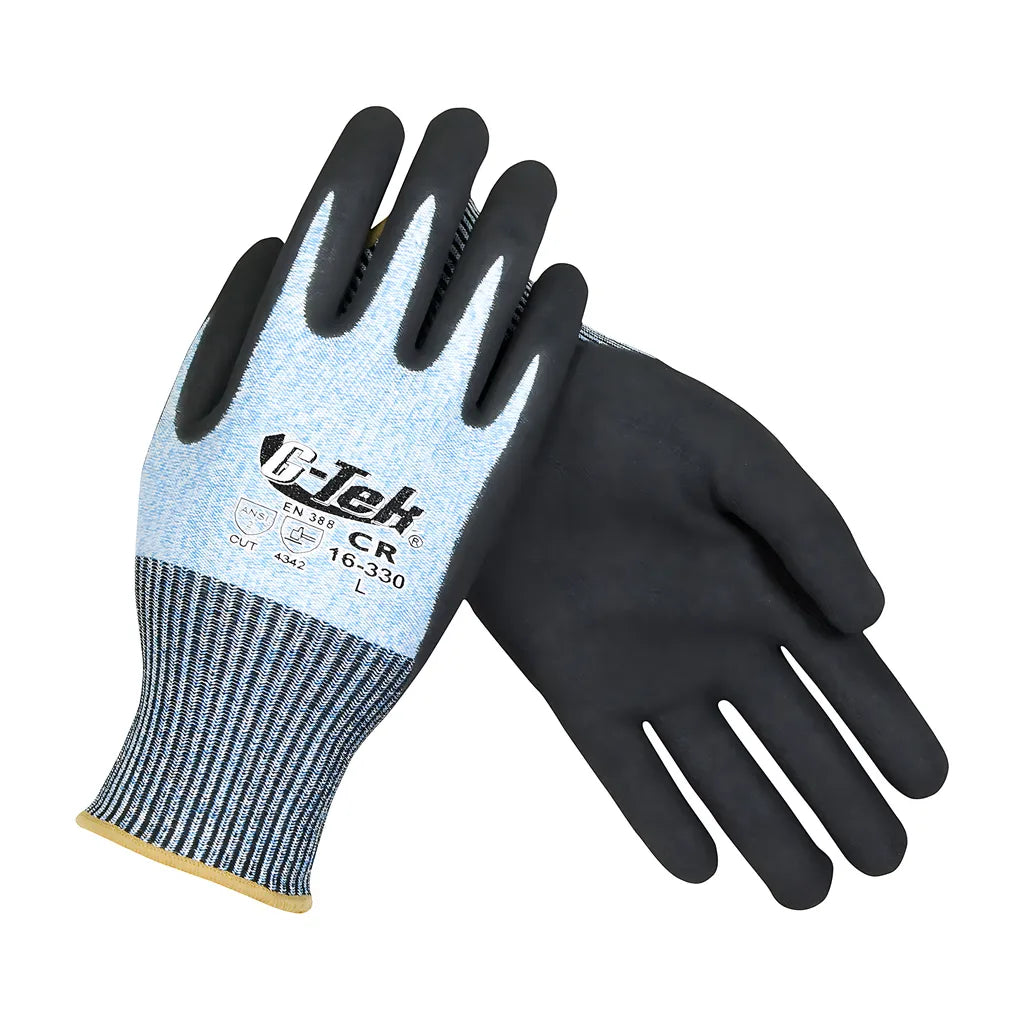 G-Tek 16-330/Xs Seamless Knit Polykor Blended Glove With Double-Dipped Nitrile Coated Microsurface Grip On Palm & Fingers 16-330XS-9392