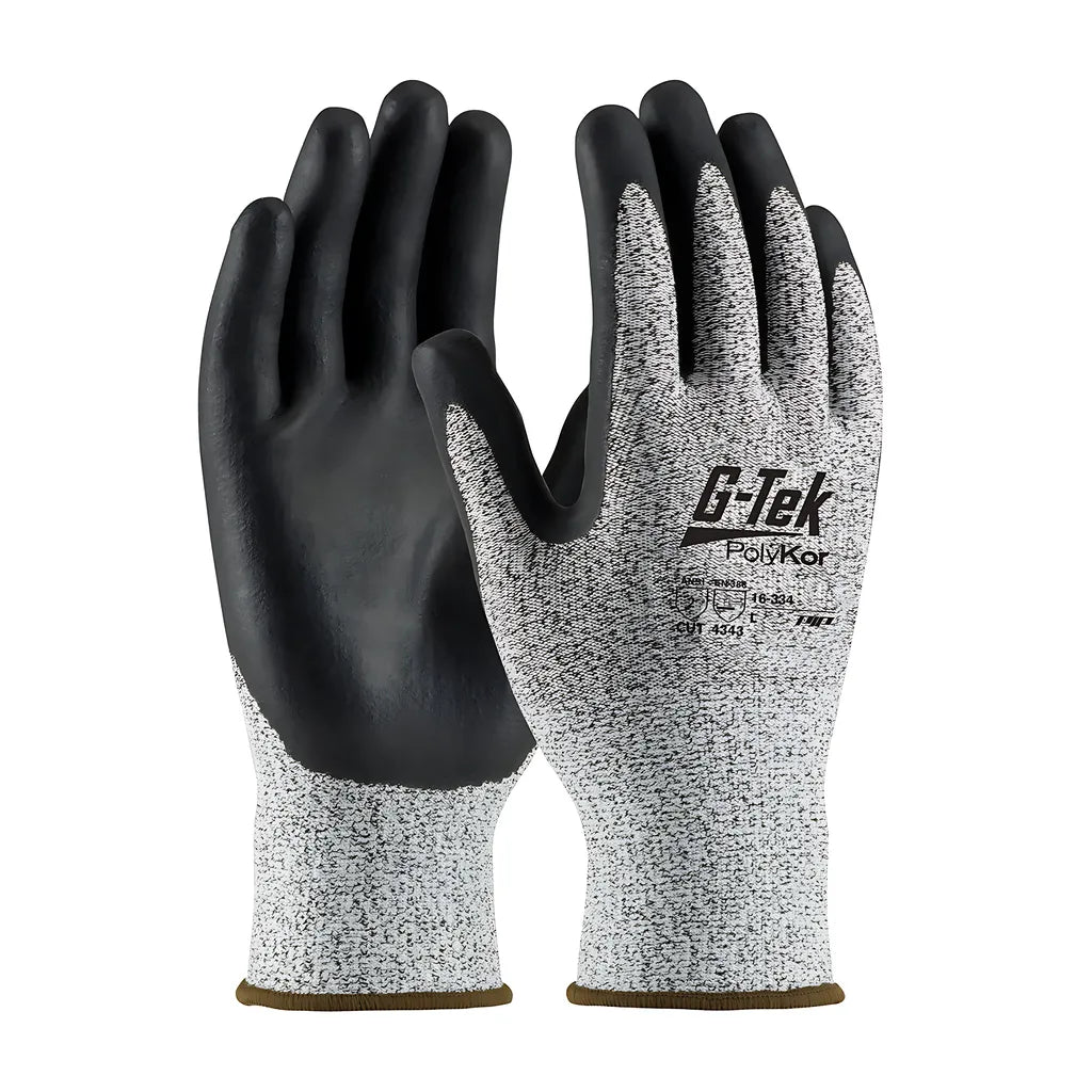 G-Tek 16-334/L Seamless Knit Polykor Blended Glove With Nitrile Coated Foam Grip On Palm & Fingers 16-334L-9417