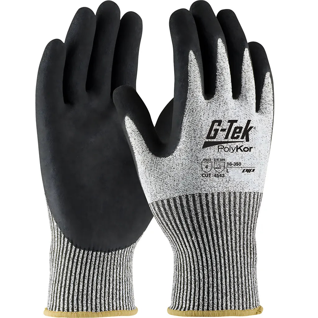 G-Tek 16-350/L Seamless Knit Polykor Blended With Double-Dipped Nitrile Coated Microsurface Grip On Palm & Fingers 16-350L-9448