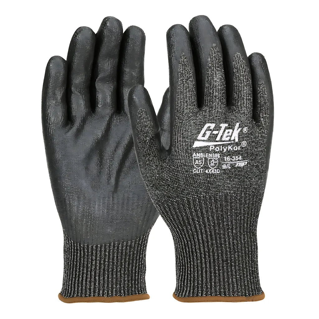 G-Tek 16-354/L Seamless Knit Polykor Blended Glove With Nitrile Coated Foam Grip On Palm & Fingers 16-354L-9460