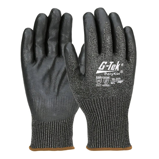 G-Tek 16-354/M Seamless Knit Polykor Blended Glove With Nitrile Coated Foam Grip On Palm & Fingers 16-354M-9459