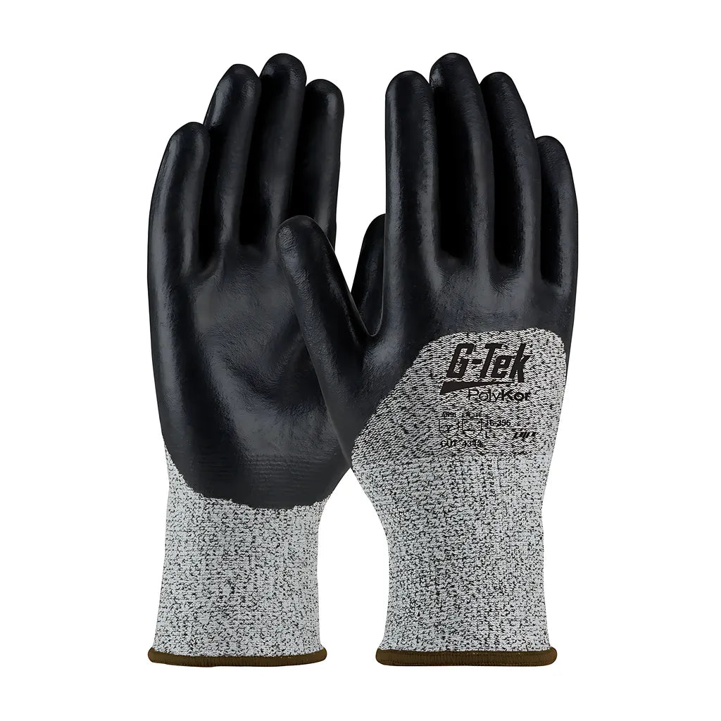 G-Tek 16-355/L Seamless Knit Polykor Blended Glove With Nitrile Coated Foam Grip On Palm, Fingers & Knuckles 16-355L-9466