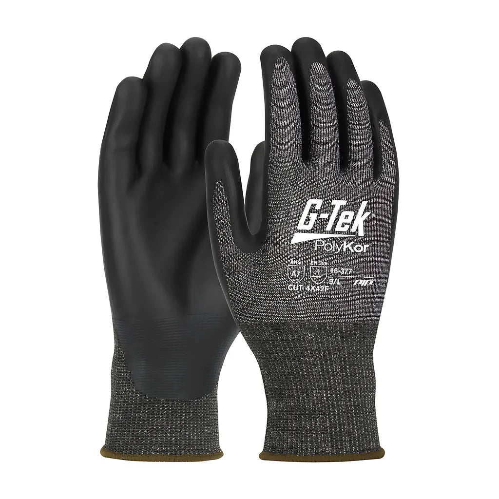 G-Tek 16-377/L Seamless Knit Polykor X7 Blended Glove With Neofoam Coated Palm & Fingers - Touchscreen Compatible 16-377L-9484