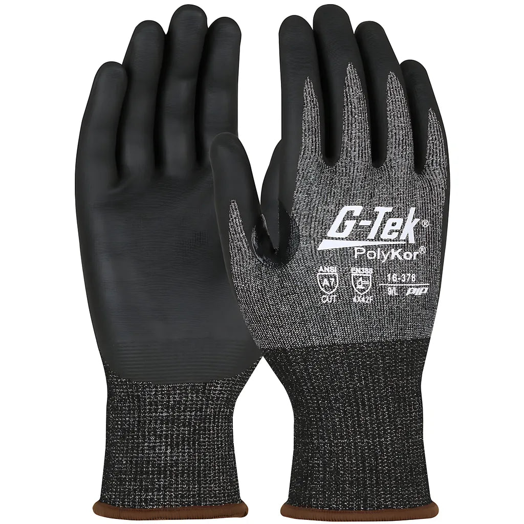 G-Tek 16-378/L Seamless Knit Polykor X7 Blended Glove With Nitrile Coated Foam Grip On Palm & Fingers - Touchscreen Compatible 16-378L-9491