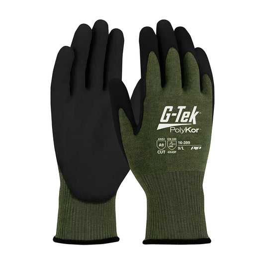 G-Tek 16-399/L Seamless Knit Polykor X7 Blended Glove With Neofoam Coated Microsurface Grip On Palm & Fingers - Touchscreen Compatible 16-399L-9494