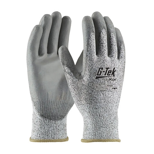 G-Tek 16-530/M Seamless Knit Polykor Blended Glove With Polyurethane Coated Flat Grip On Palm & Fingers 16-530M-9513