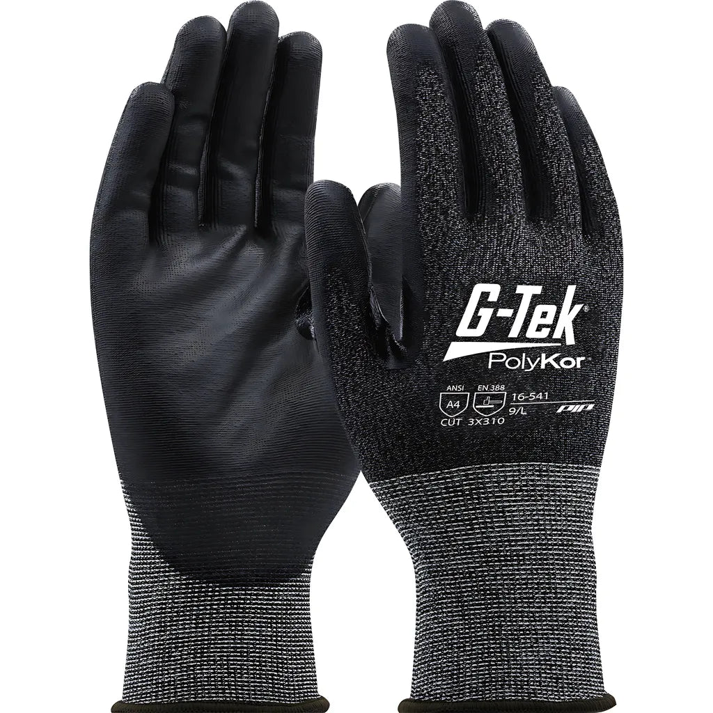 G-Tek 16-541/3Xl Seamless Knit Polykor Blended Glove With Polyurethane Coated Flat Grip On Palm & Fingers - 21 Gauge - Touchscreen Compatible 16-5413XL-9538