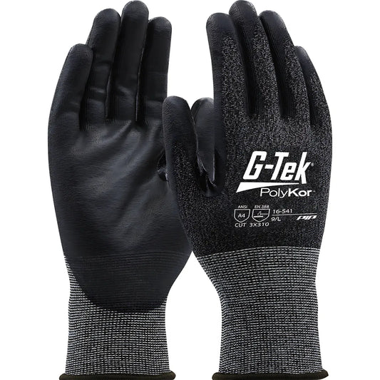 G-Tek 16-541/L Seamless Knit Polykor Blended Glove With Polyurethane Coated Flat Grip On Palm & Fingers - 21 Gauge - Touchscreen Compatible 16-541L-9540