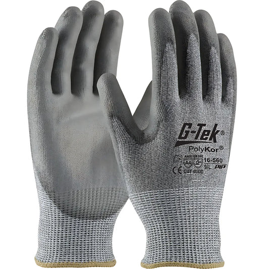 G-Tek 16-560/Xs Seamless Knit Polykor Blended Glove With Polyurethane Coated Flat Grip On Palm & Fingers 16-560XS-9542