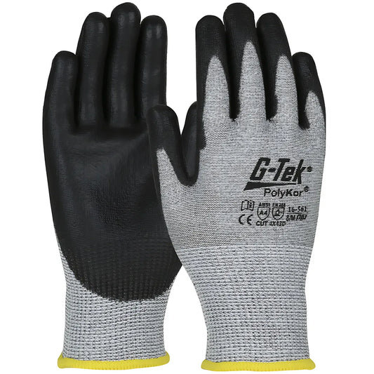 G-Tek 16-561/L Seamless Knit Polykor Blended Glove With Polyurethane Coated Flat Grip On Palm & Fingers - Touchscreen Compatible 16-561L-9565